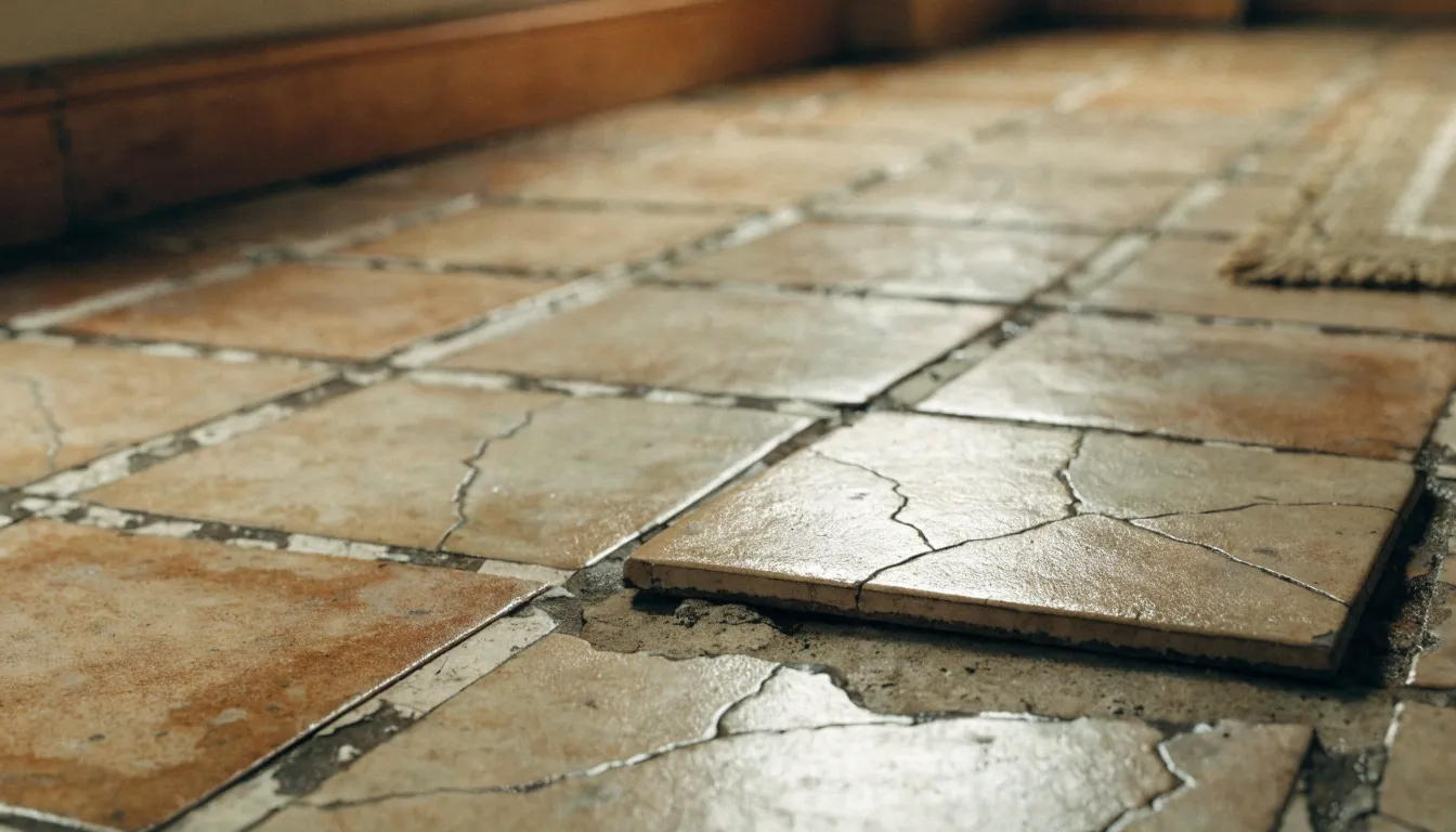 Before: Cracked Tile → Wood-Look Tile