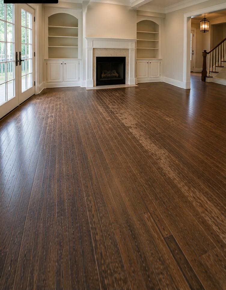 Before: Damaged Hardwood → Professionally Finished